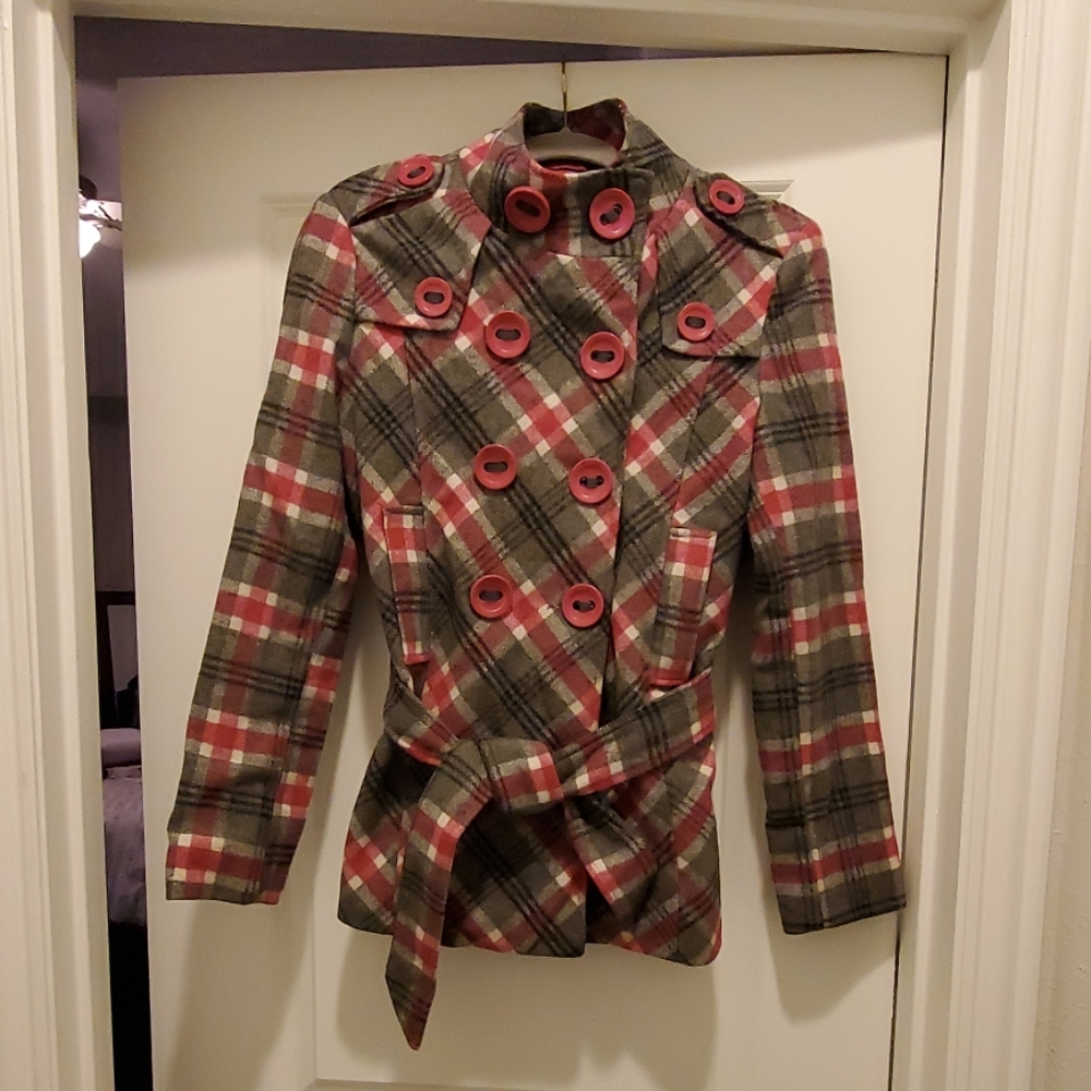 Pink Soup Plaid Coat